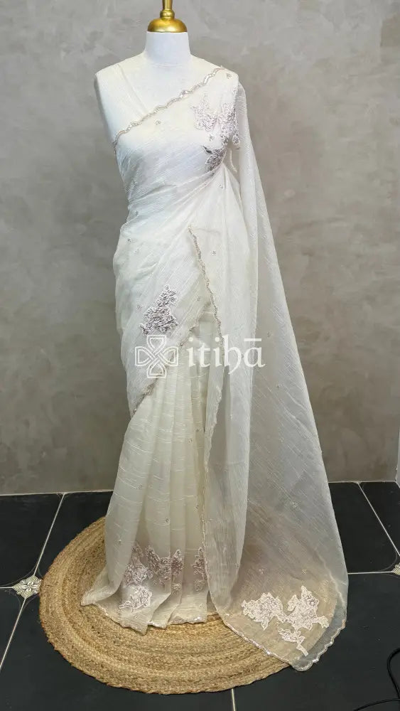 ORGANZA TURKISH APPLIQUE EMBROIDERY SAREE
