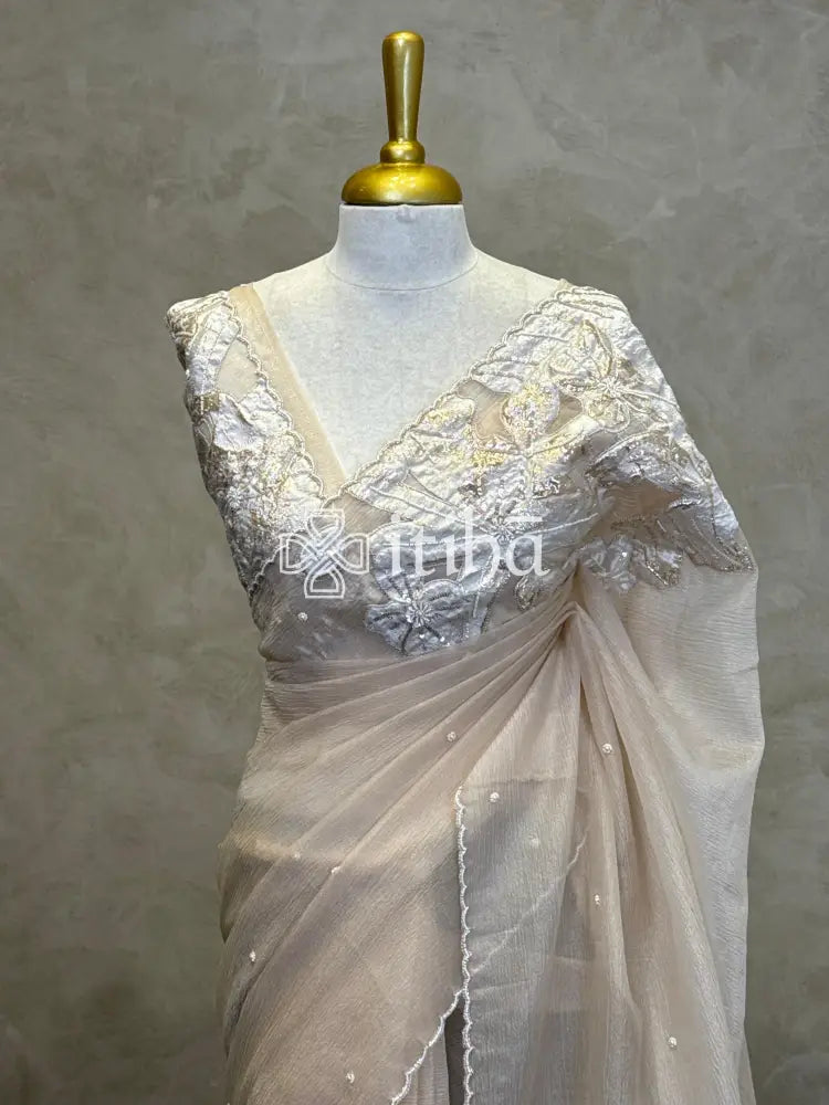ORGANZA TURKISH APPLIQUE EMBROIDERY SAREE