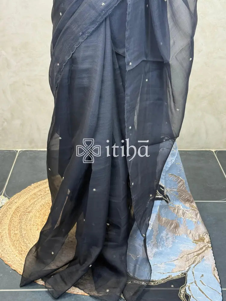 ORGANZA TURKISH APPLIQUE EMBROIDERY SAREE