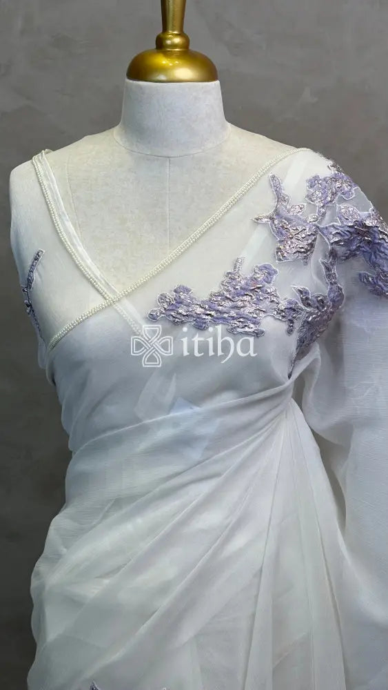 ORGANZA TURKISH APPLIQUE EMBROIDERY SAREE