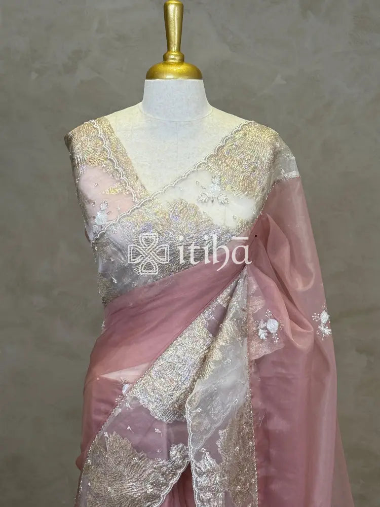 ORGANZA TURKISH APPLIQUE EMBROIDERY SAREE