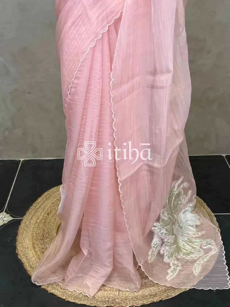 ORGANZA TURKISH APPLIQUE EMBROIDERY SAREE
