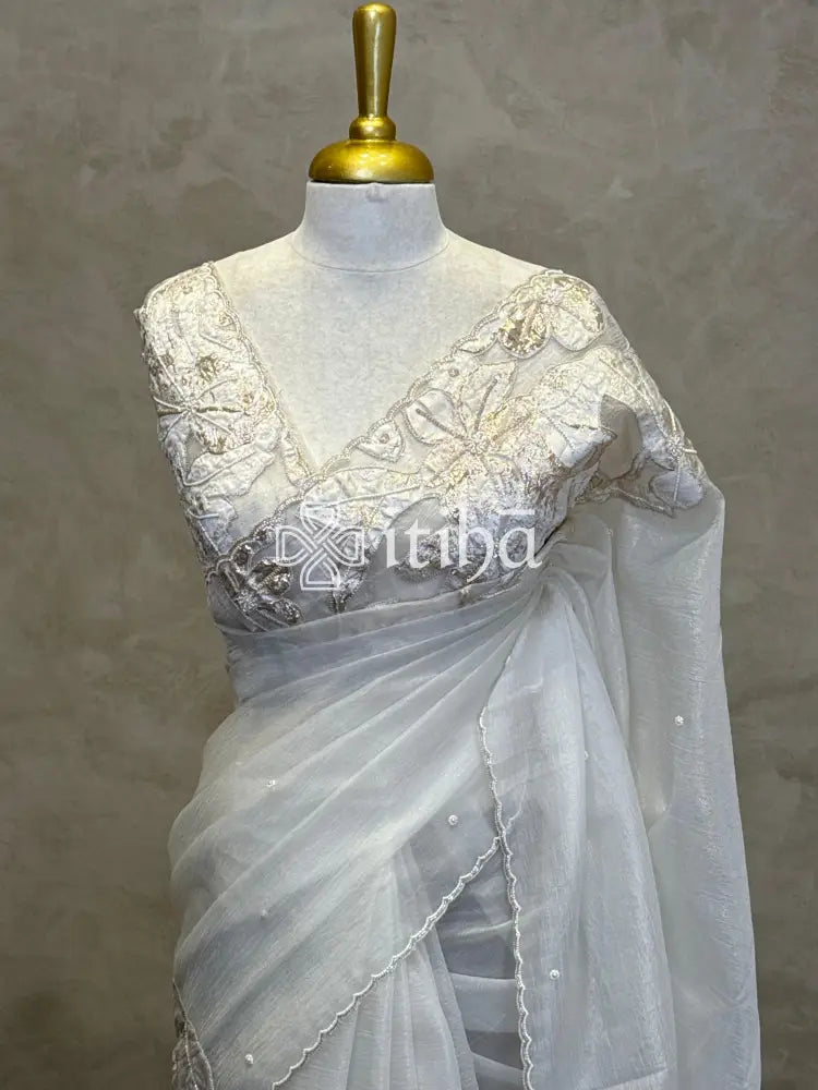 ORGANZA TURKISH APPLIQUE EMBROIDERY SAREE