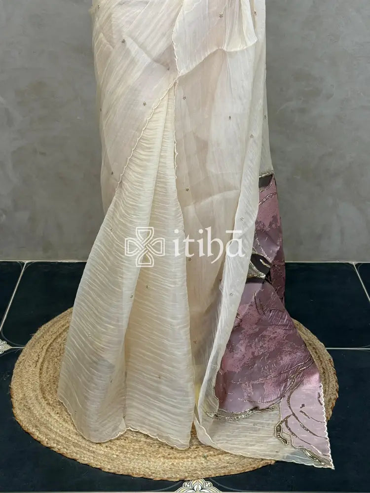 ORGANZA TURKISH APPLIQUE EMBROIDERY SAREE