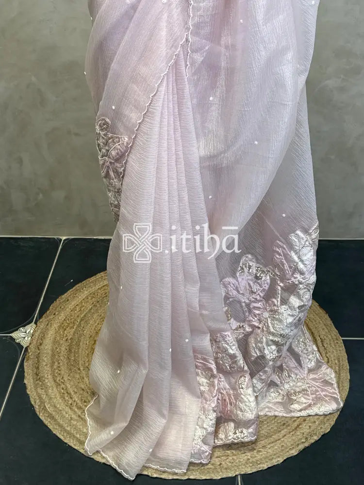 ORGANZA TURKISH APPLIQUE EMBROIDERY SAREE