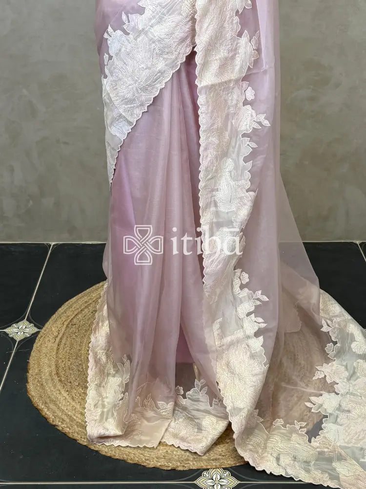 ORGANZA TURKISH APPLIQUE EMBROIDERY SAREE