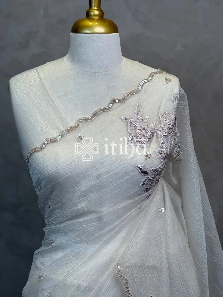 ORGANZA TURKISH APPLIQUE EMBROIDERY SAREE