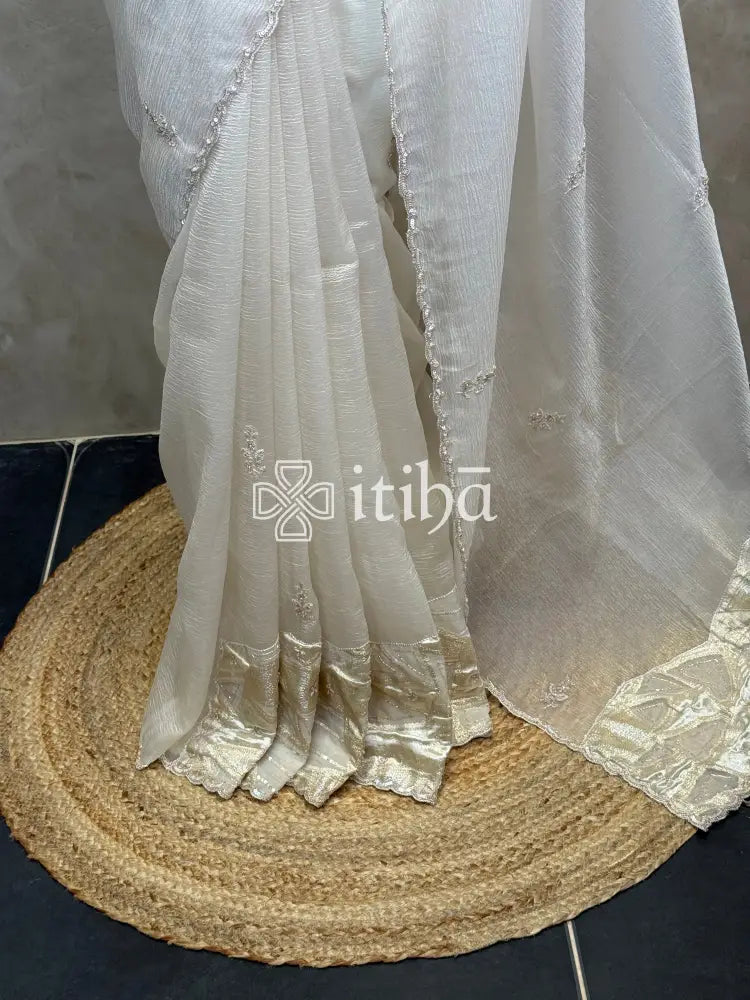 ORGANZA TURKISH APPLIQUE EMBROIDERY SAREE