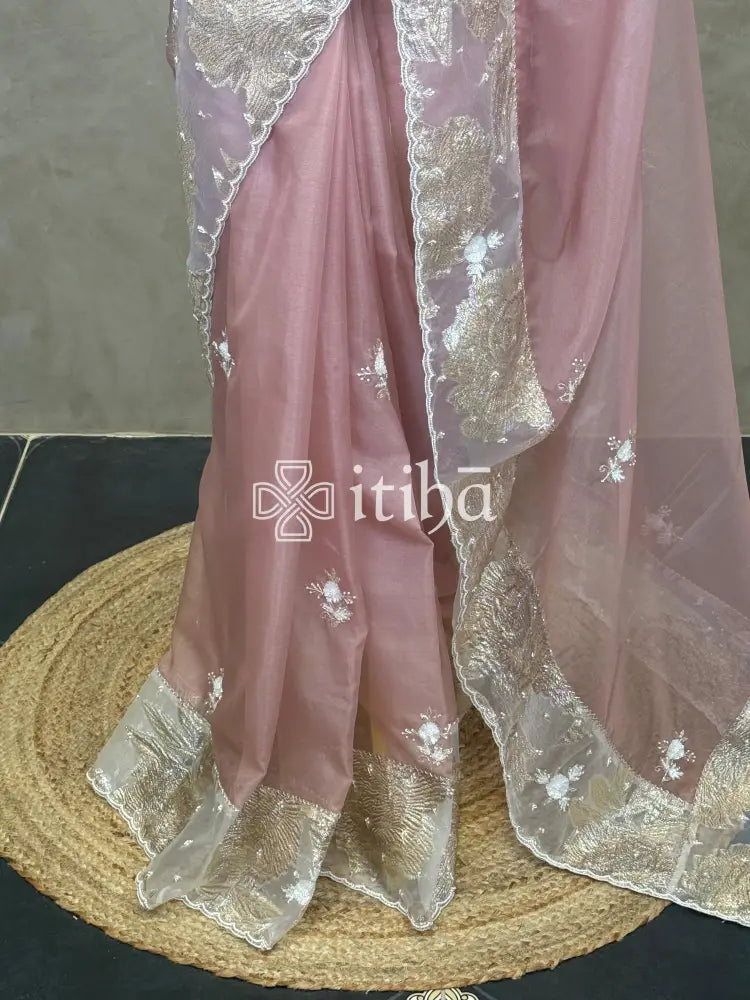 ORGANZA TURKISH APPLIQUE EMBROIDERY SAREE