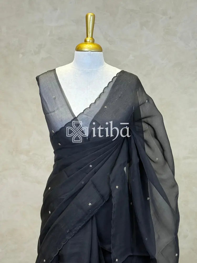 ORGANZA TURKISH APPLIQUE EMBROIDERY SAREE