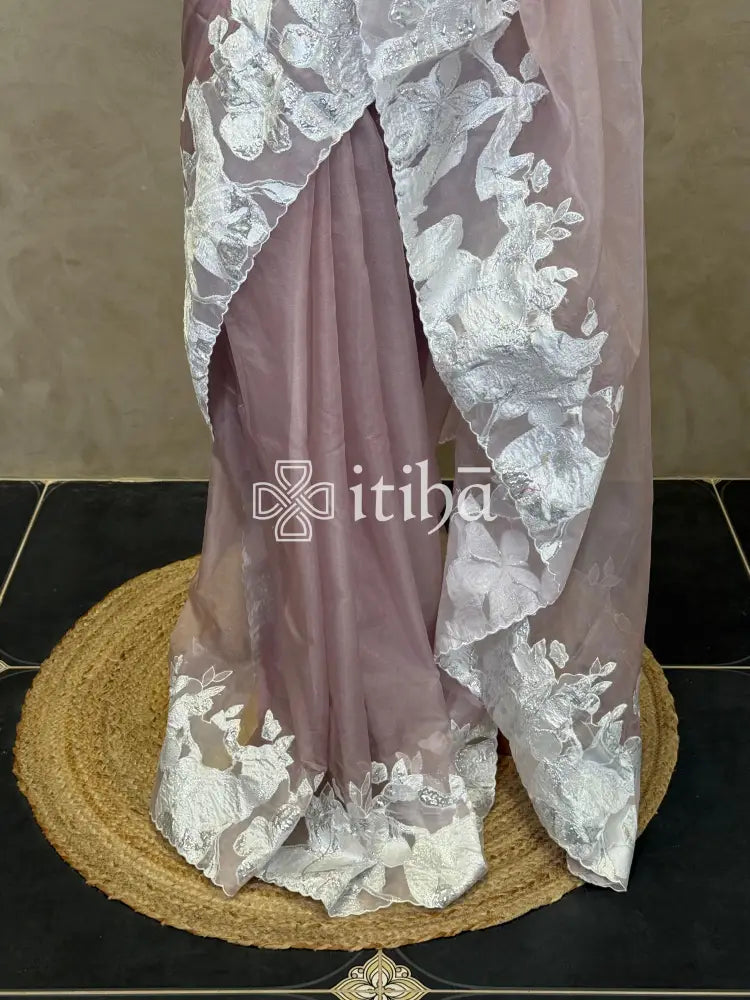 ORGANZA TURKISH APPLIQUE EMBROIDERY SAREE