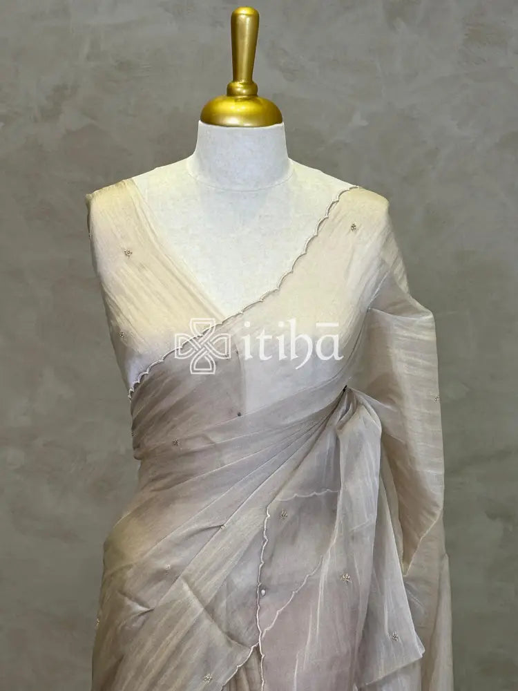 ORGANZA TURKISH APPLIQUE EMBROIDERY SAREE