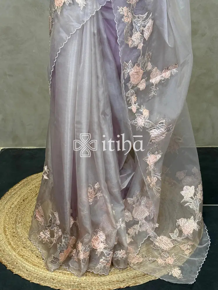 ORGANZA TURKISH APPLIQUE EMBROIDERY SAREE