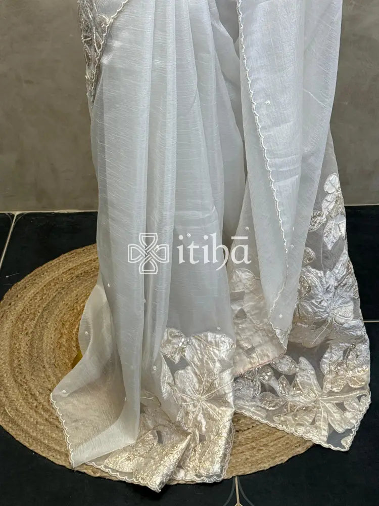 ORGANZA TURKISH APPLIQUE EMBROIDERY SAREE
