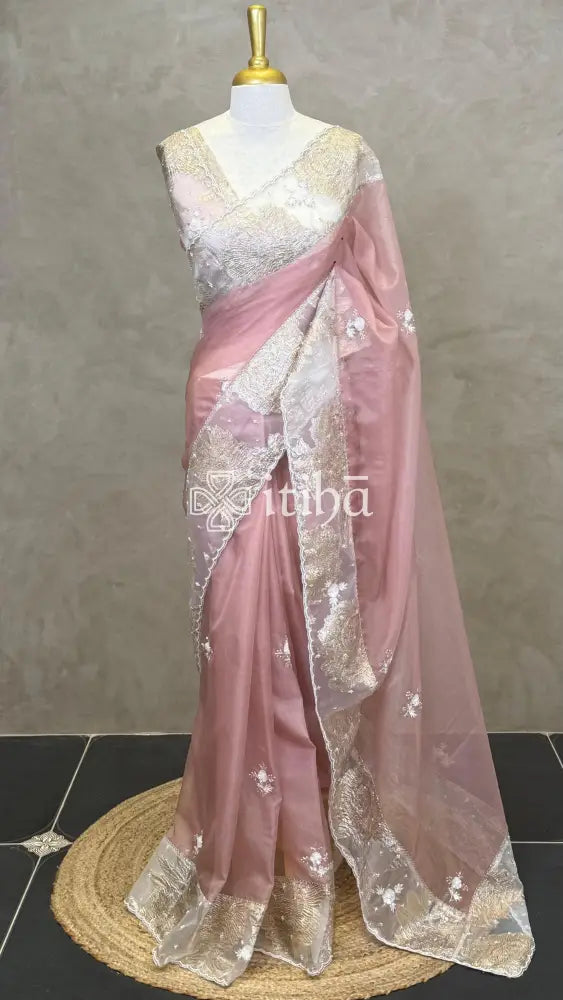 ORGANZA TURKISH APPLIQUE EMBROIDERY SAREE