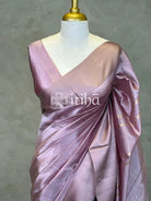 ORGANZA ZARI CHECKS SATIN BORDER BANARASI SAREE - DUSTY ROSE PINK