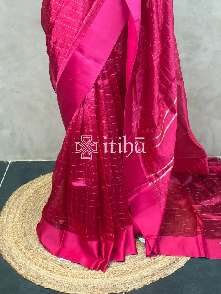 ORGANZA ZARI CHECKS SATIN BORDER BANARASI SAREE