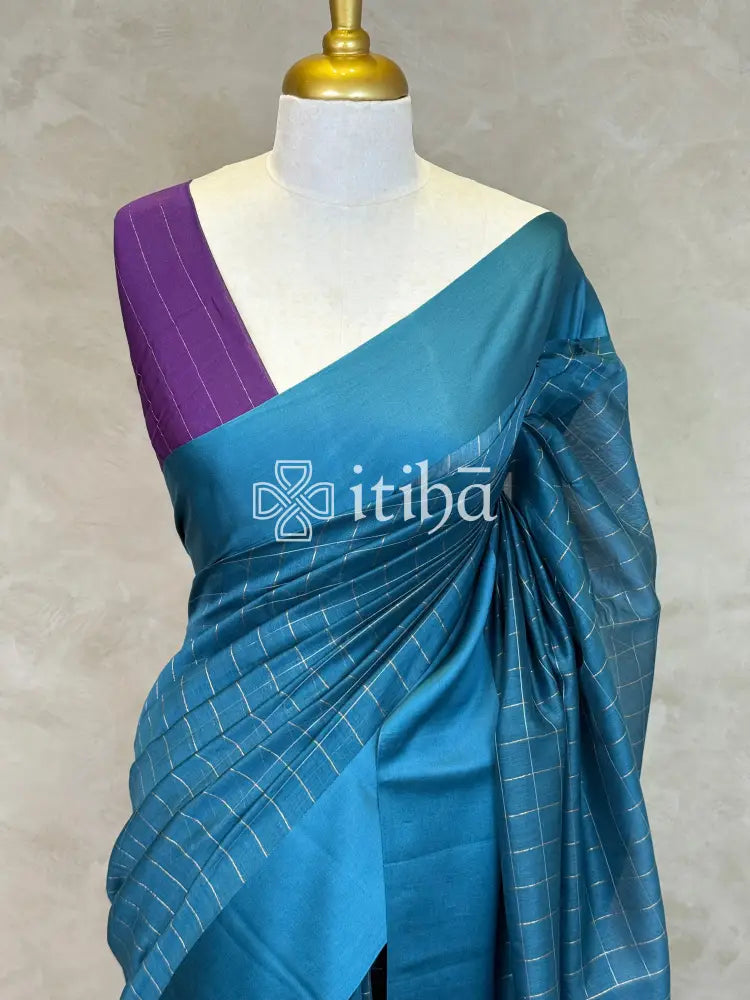 ORGANZA ZARI CHECKS SATIN BORDER BANARASI SAREE