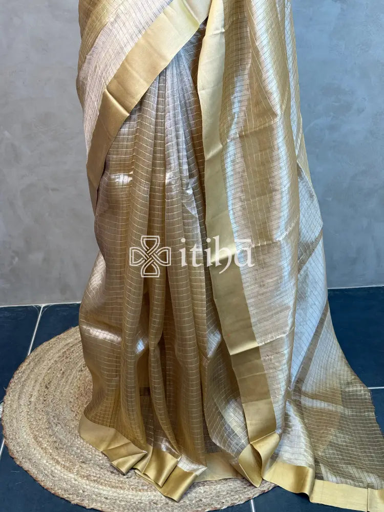 ORGANZA ZARI CHECKS SATIN BORDER BANARASI SAREE