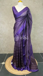 ORGANZA ZARI CHECKS SATIN BORDER BANARASI SAREE - VIOLET