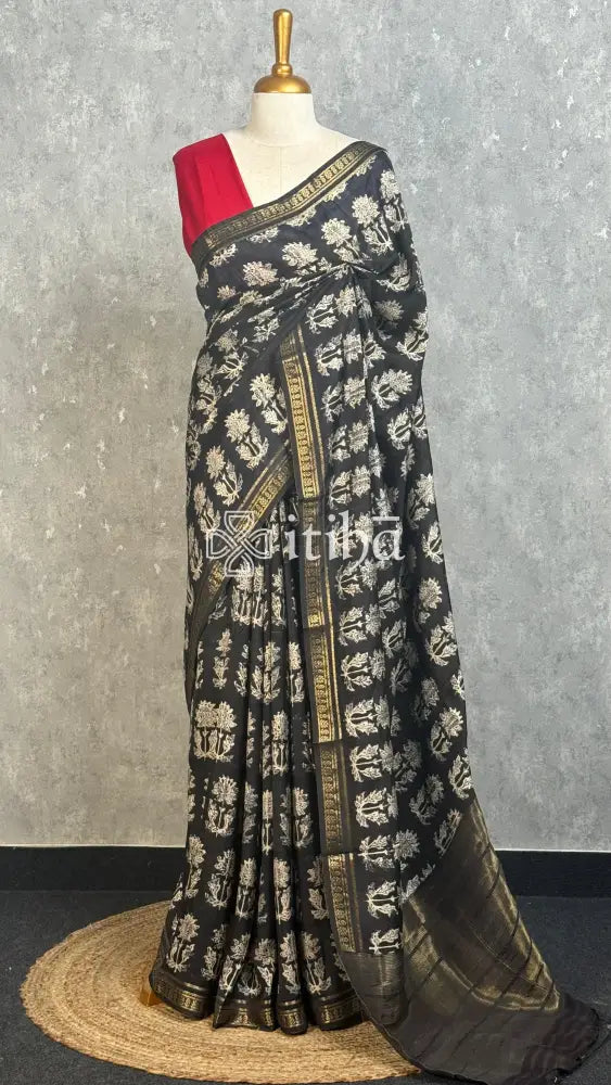 PRINTED BINNY CREPE SILK BANARASI SAREE