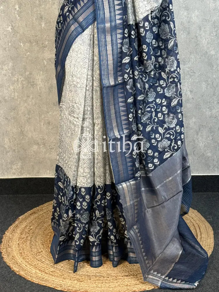 PRINTED CHANDERI BANARASI SAREE