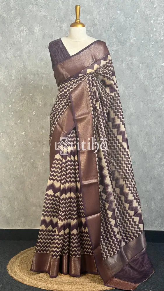PRINTED CHANDERI BANARASI SAREE