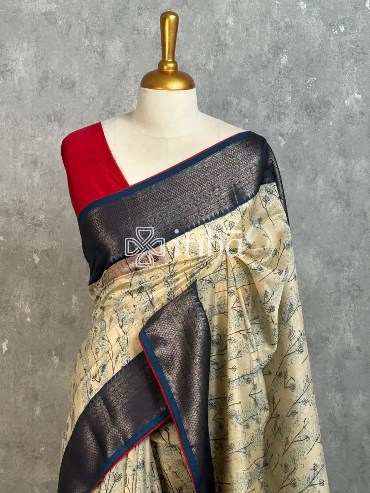PRINTED CHANDERI BANARASI SAREE