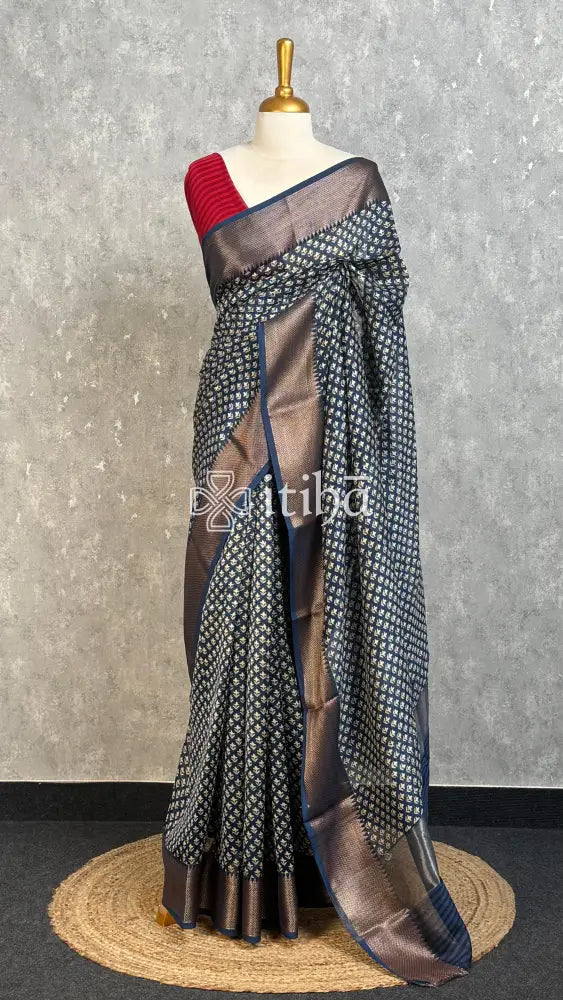 PRINTED CHANDERI BANARASI SAREE