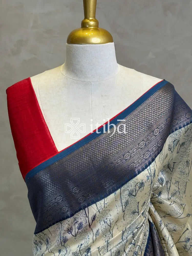 PRINTED CHANDERI BANARASI SAREE