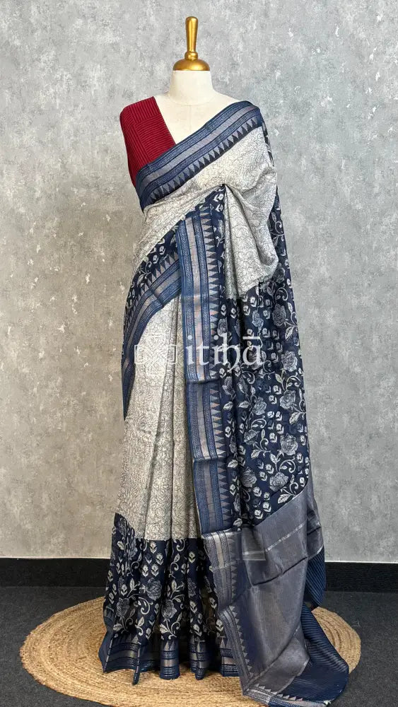 PRINTED CHANDERI BANARASI SAREE