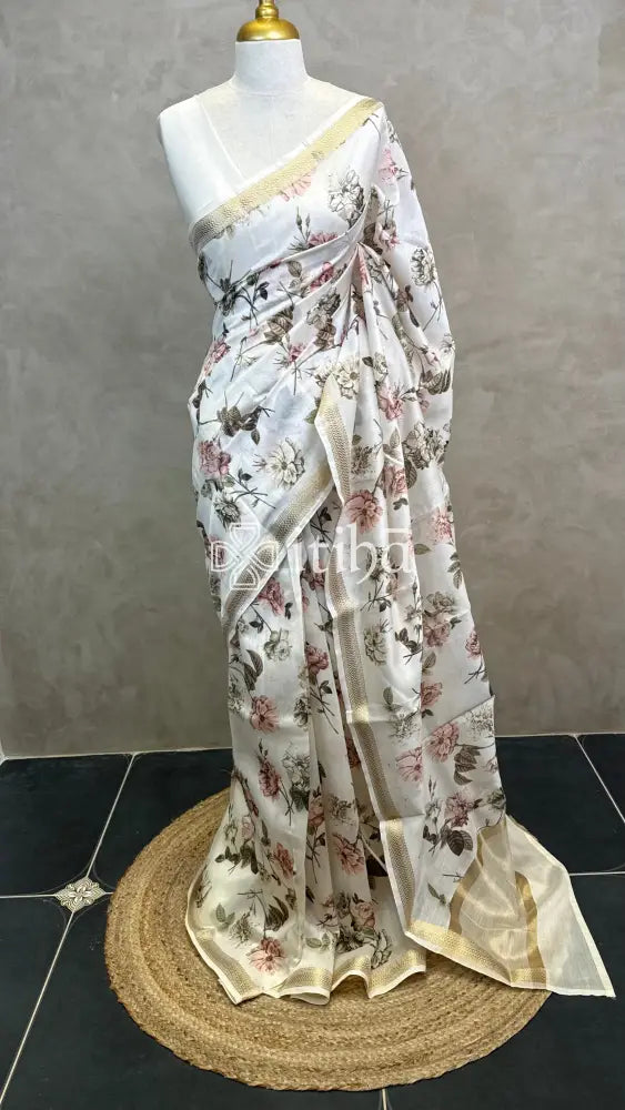 PRINTED CHANDERI SILK SAREE