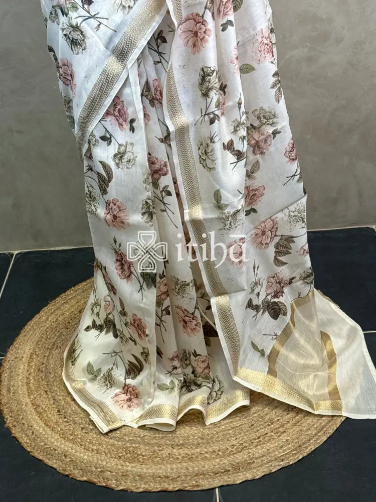PRINTED CHANDERI SILK SAREE
