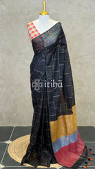 PURE LINEN SAREE - Black