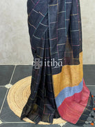 PURE LINEN SAREE - Black