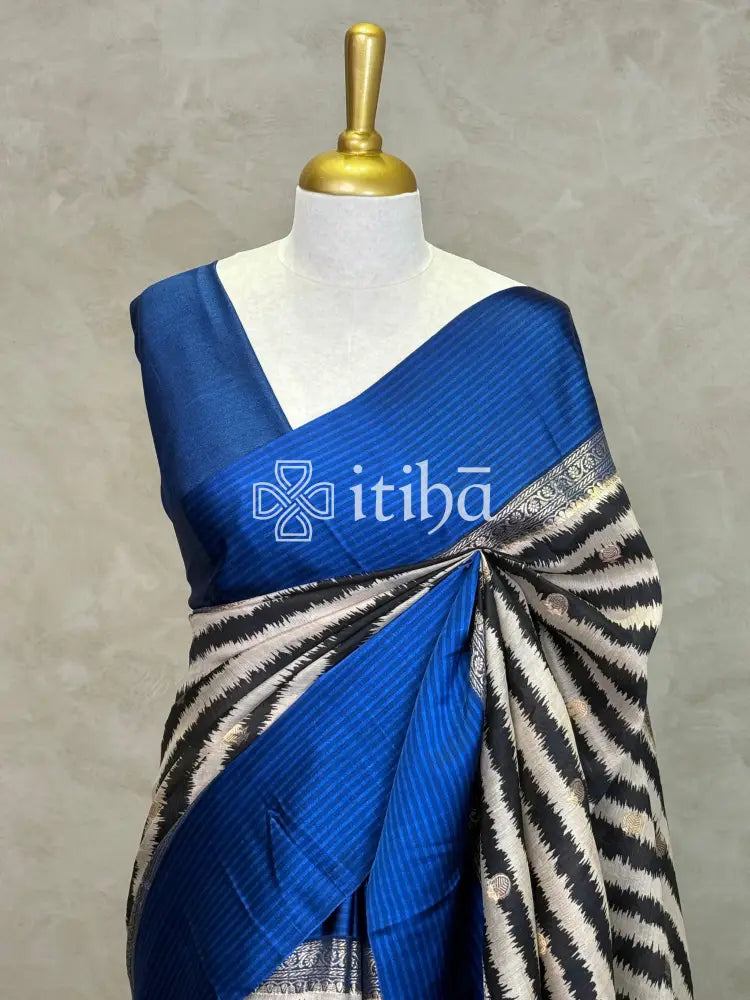 PURE PRINTED TUSSAR SILK HANDLOOM BANARASI SAREE