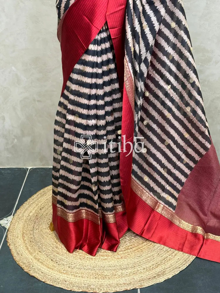 PURE PRINTED TUSSAR SILK HANDLOOM BANARASI SAREE