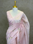 PURE SILK LINEN FLORAL PRINTED SAREE