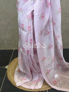 PURE SILK LINEN FLORAL PRINTED SAREE