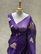 PURE SILK ORGANZA APPLIQUE EMBROIDERY SAREE