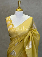 PURE SILK TISSUE ORGANZA HAND EMBROIDERY SAREE