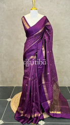 PURE TUSSAR SILK BANARASI SAREE - ROYAL PURPLE