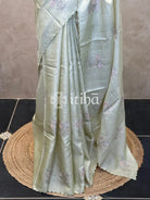 PURE TUSSAR SILK EMBROIDERY SAREE - SAGE MINT