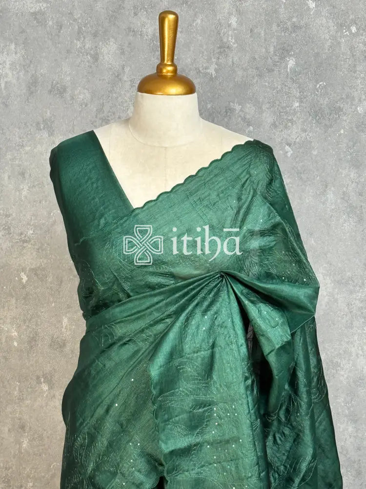PURE TUSSAR SILK EMBROIDERY SAREE