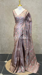 PURE TUSSAR SILK EMBROIDERY SAREE - MAUVE PINK