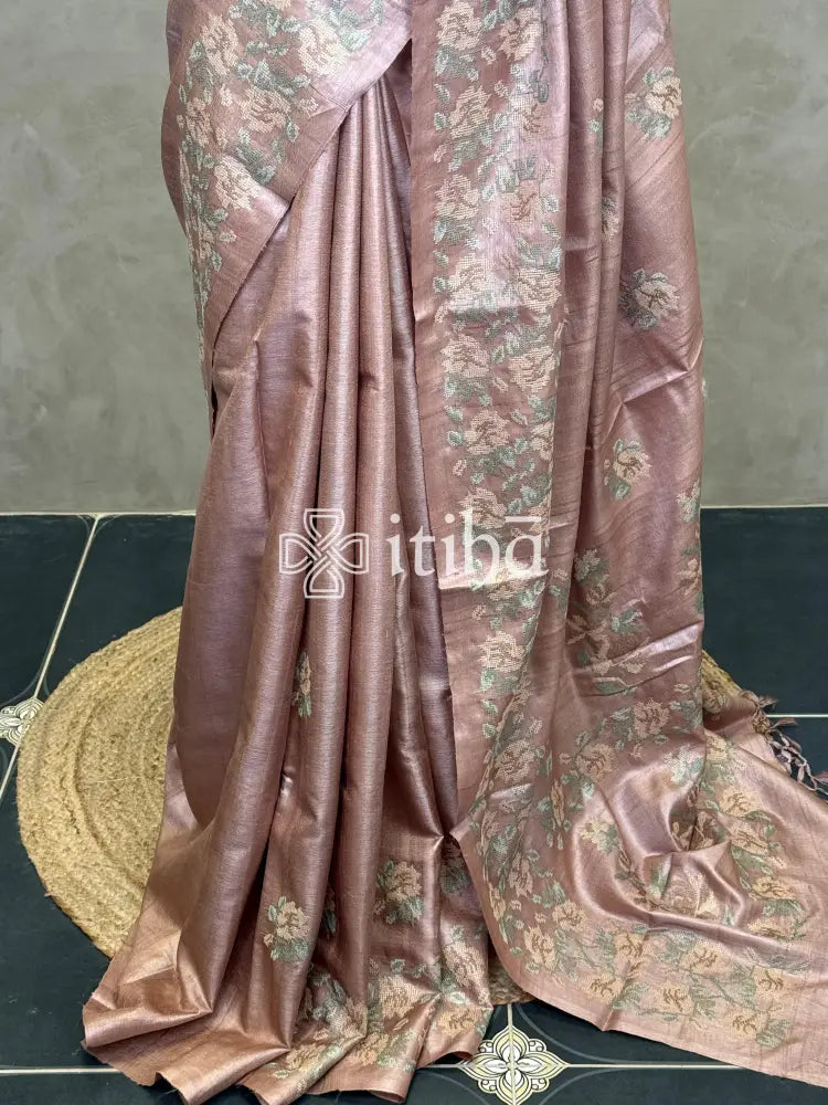 PURE TUSSAR SILK EMBROIDERYSAREE