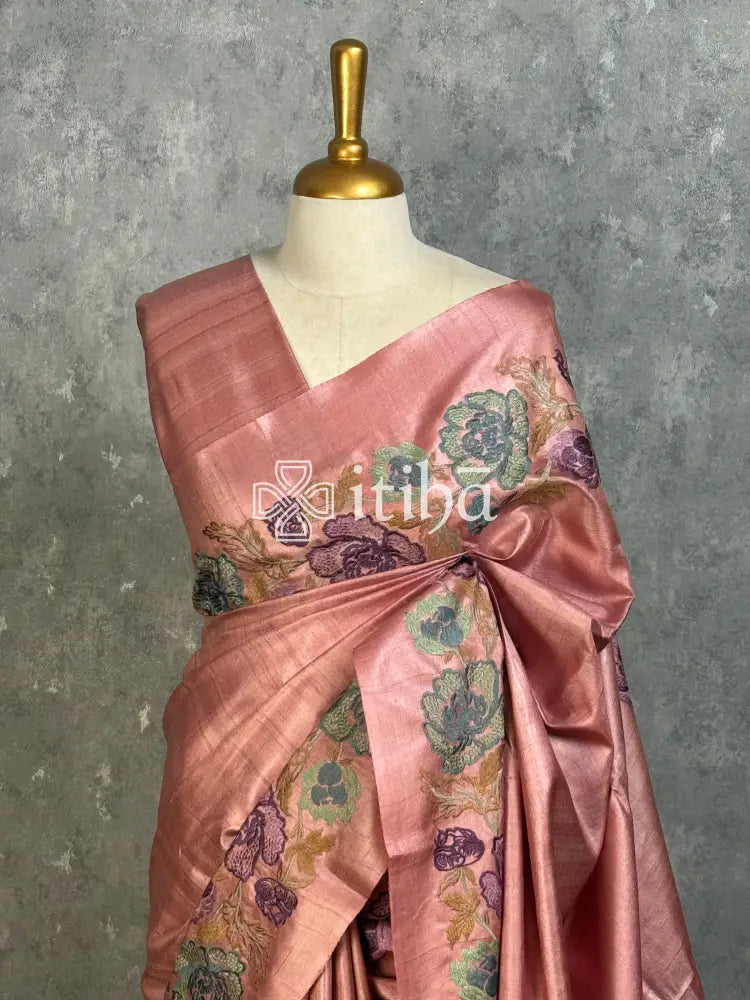 PURE TUSSAR SILK EMBROIDERYSAREE