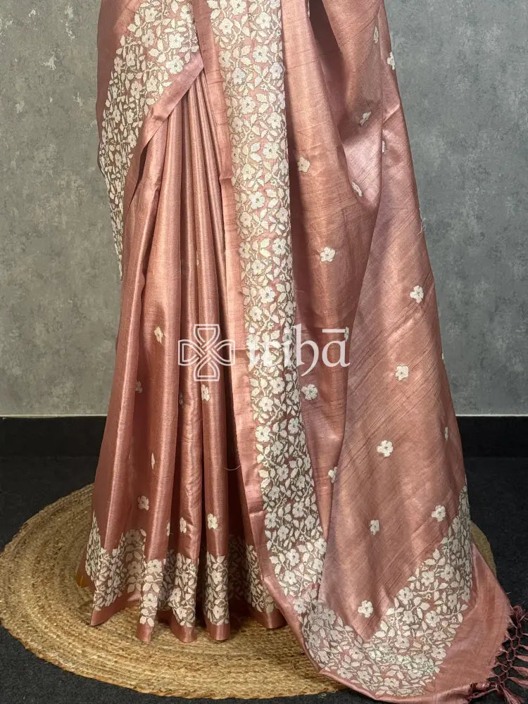 PURE TUSSAR SILK EMBROIDERYSAREE