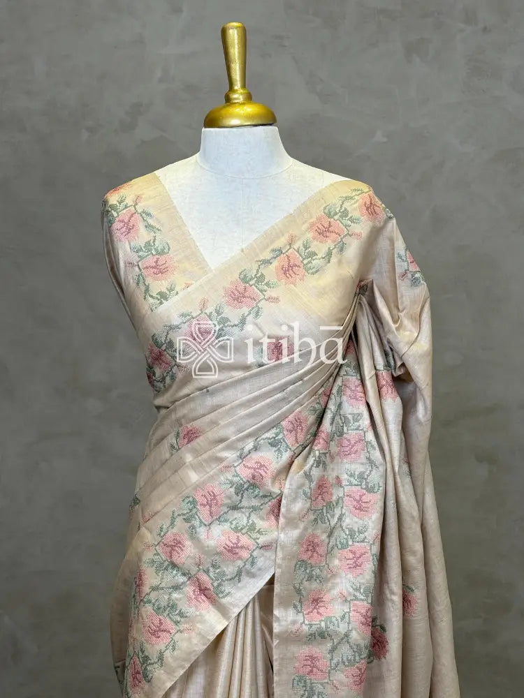 PURE TUSSAR SILK EMBROIDERYSAREE