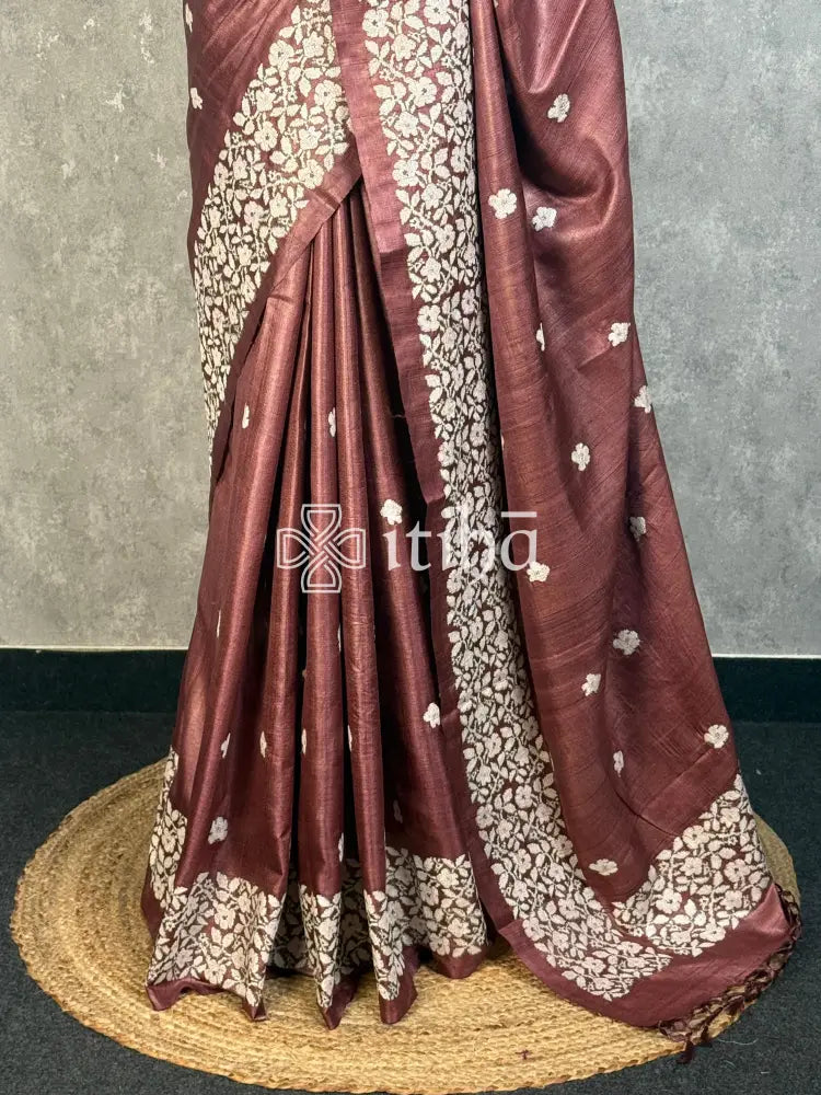 PURE TUSSAR SILK EMBROIDERYSAREE